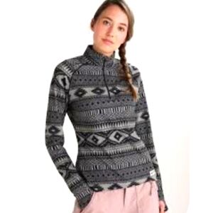 Burton Pelican Freya Weave 1/4 Zip Pullover Base layer With Thumbholes